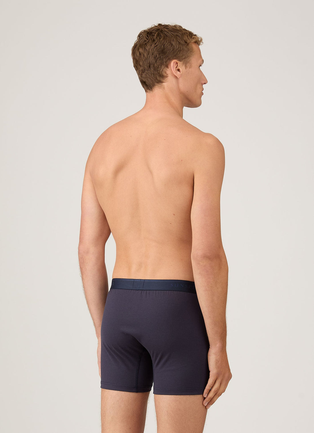 Men's Superfine Cotton Two-Button Boxer Briefs in Navy