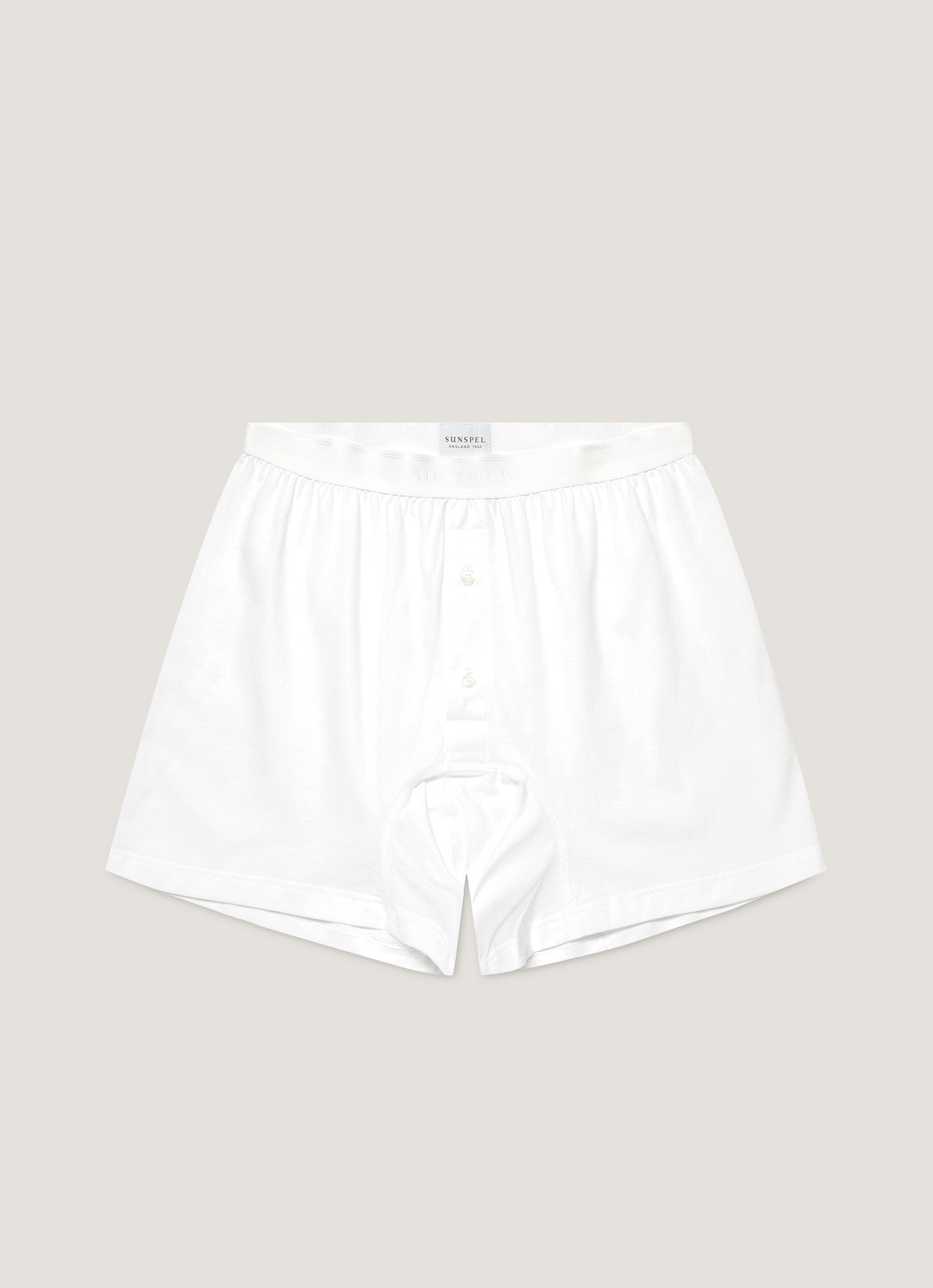 Men's Superfine Cotton Two-Button Boxer Briefs in White | Sunspel
