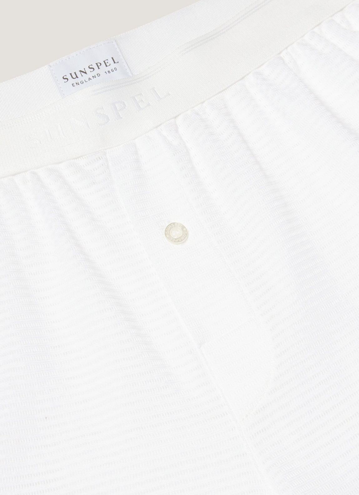 Men's Cellular Cotton One-Button Boxer Short in White