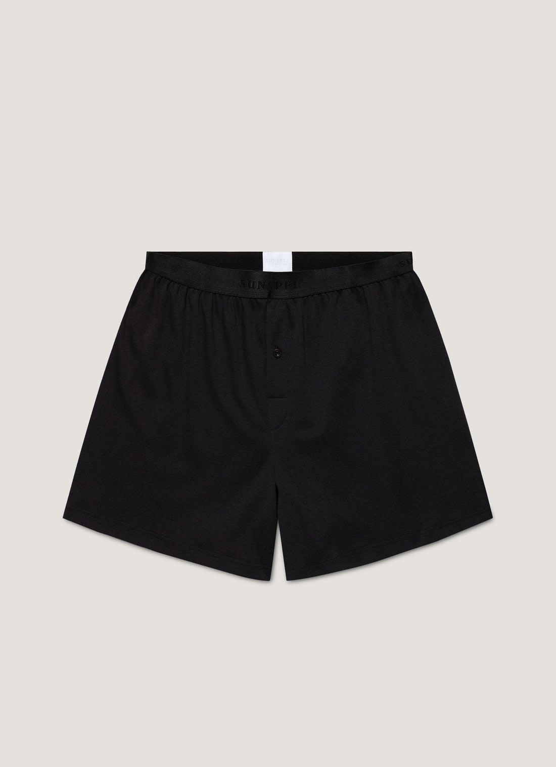 Men's Sea Island Cotton One-Button Boxer Short in Black