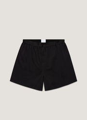 Men's Sea Island Cotton One-Button Boxer Short in Black