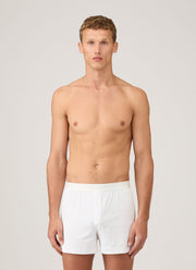 Men's Sea Island Cotton One-Button Boxer Short in White