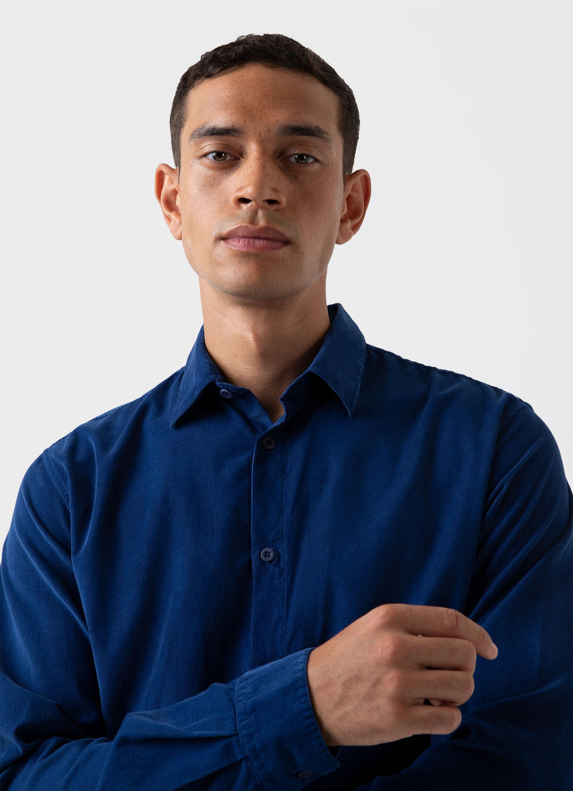 Men's Fine Cord Shirt in Space Blue