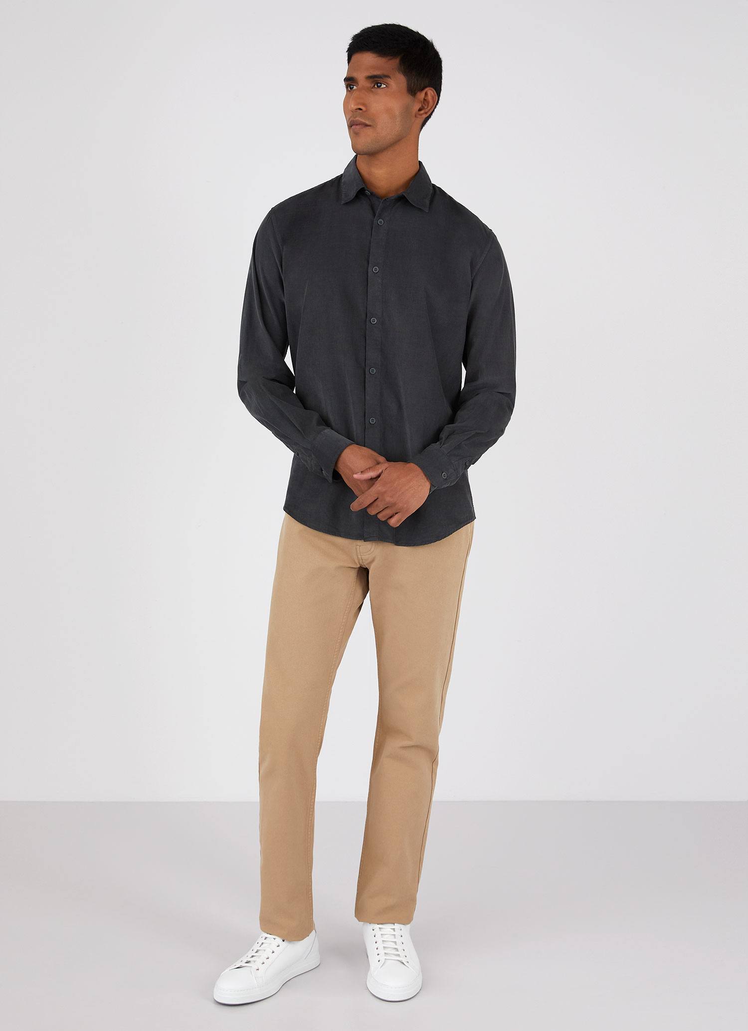 Men's Fine Cord Shirt in Anthracite