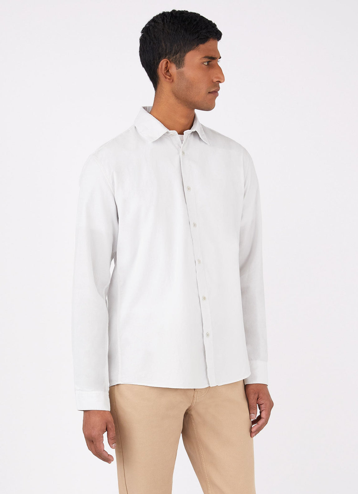 Men's Fine Cord Shirt in Chalk