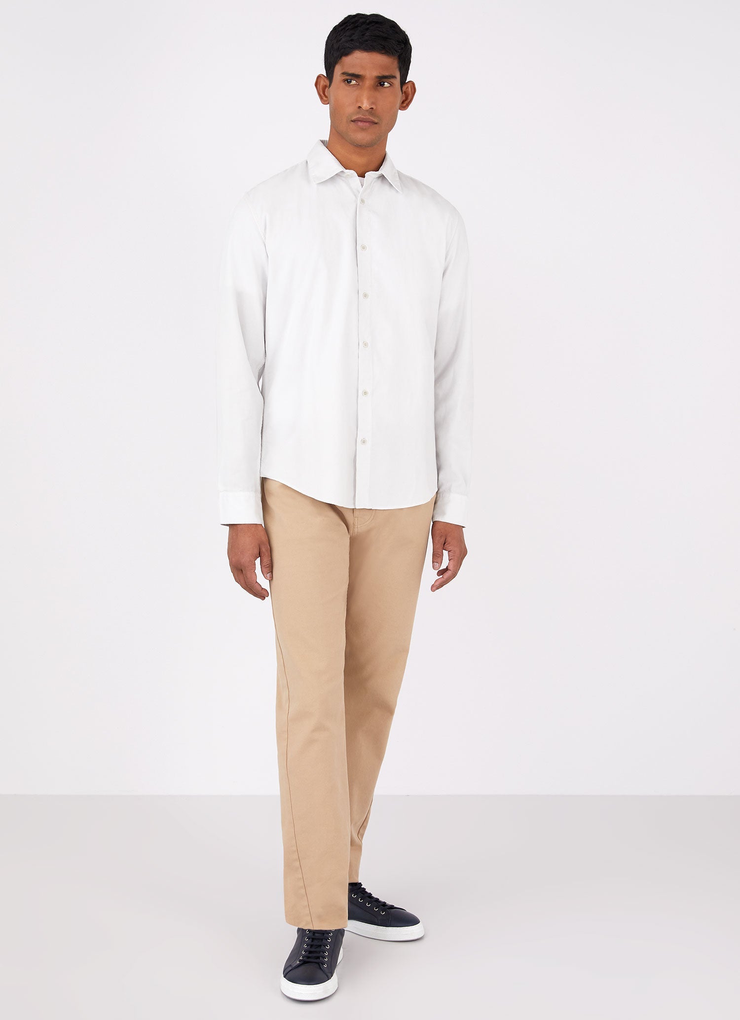 Men's Fine Cord Shirt in Chalk