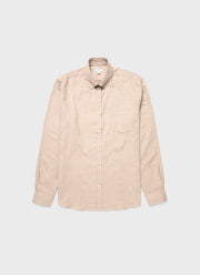 Men's Button Down Flannel Shirt in Oatmeal Melange