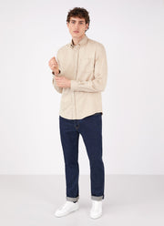 Men's Button Down Flannel Shirt in Oatmeal Melange
