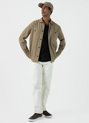 Men's Seersucker Overshirt in Dark Stone