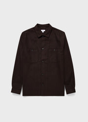 Men's Herringbone Overshirt in Cocoa Brown