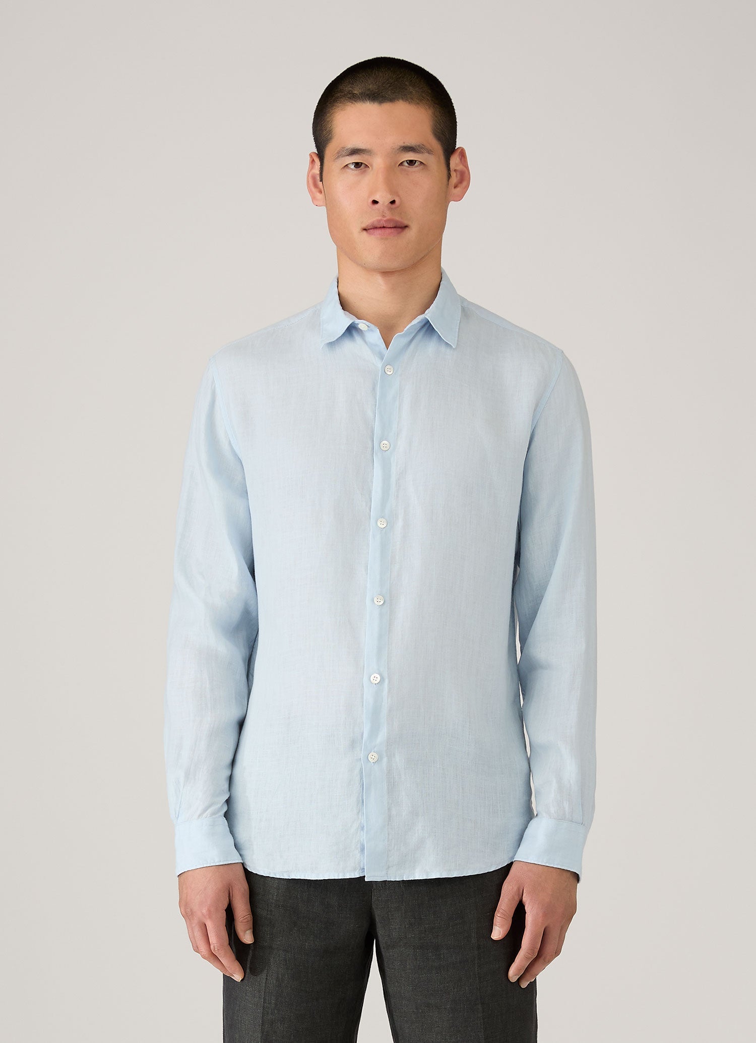 Men's Linen Shirt in Light Blue