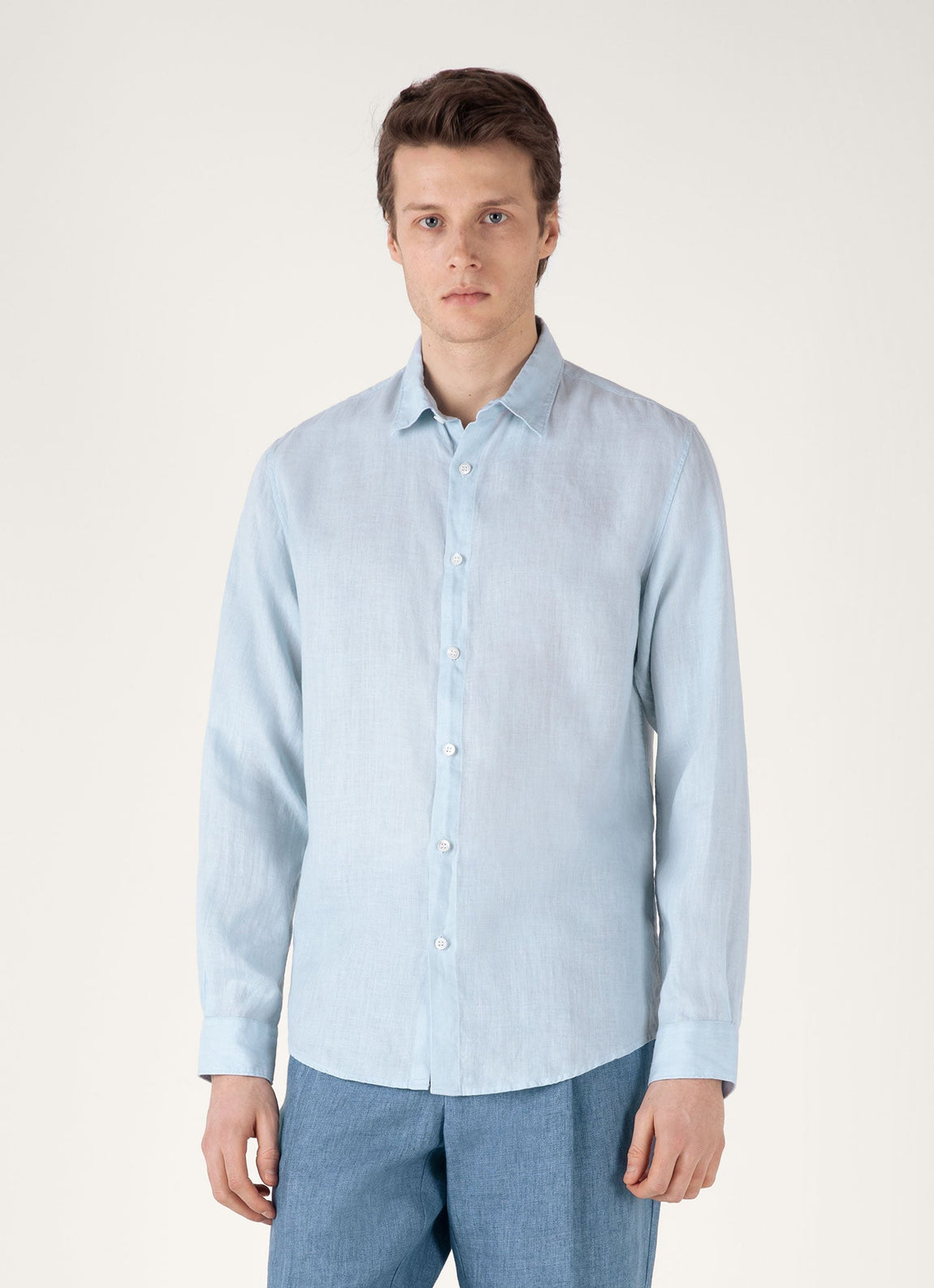 Men's Linen Shirt in Light Blue