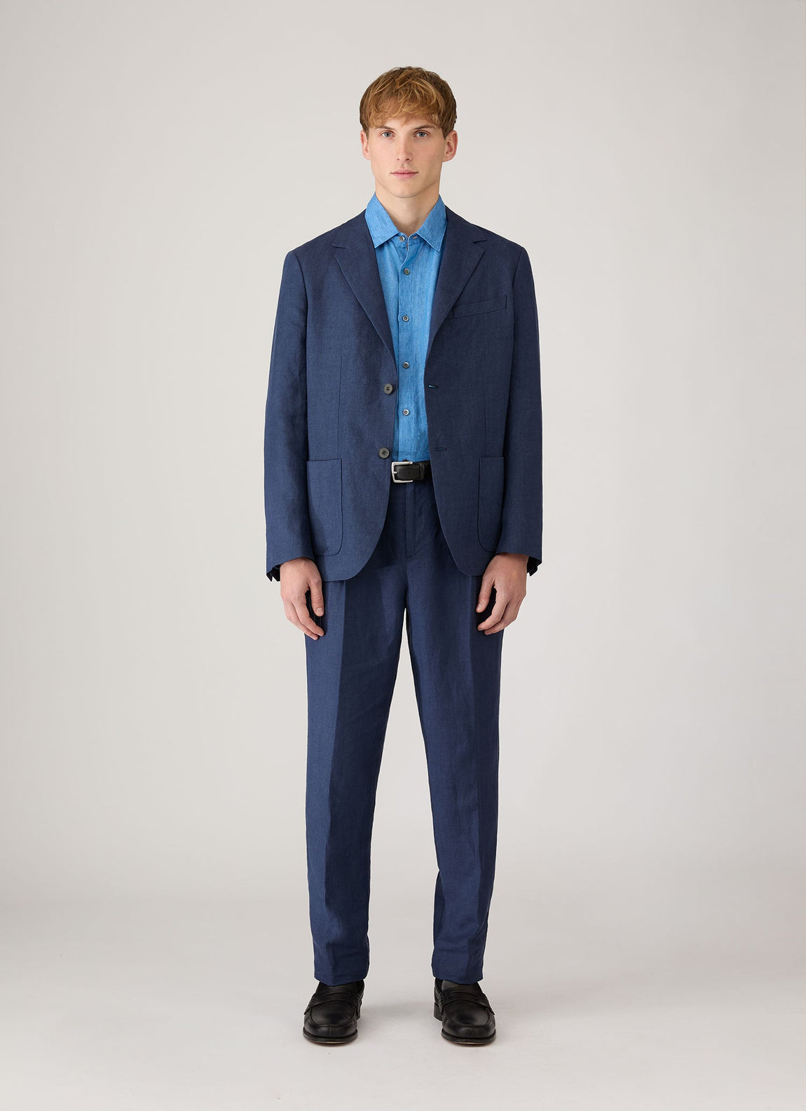 Men's Linen Shirt in Cool Blue