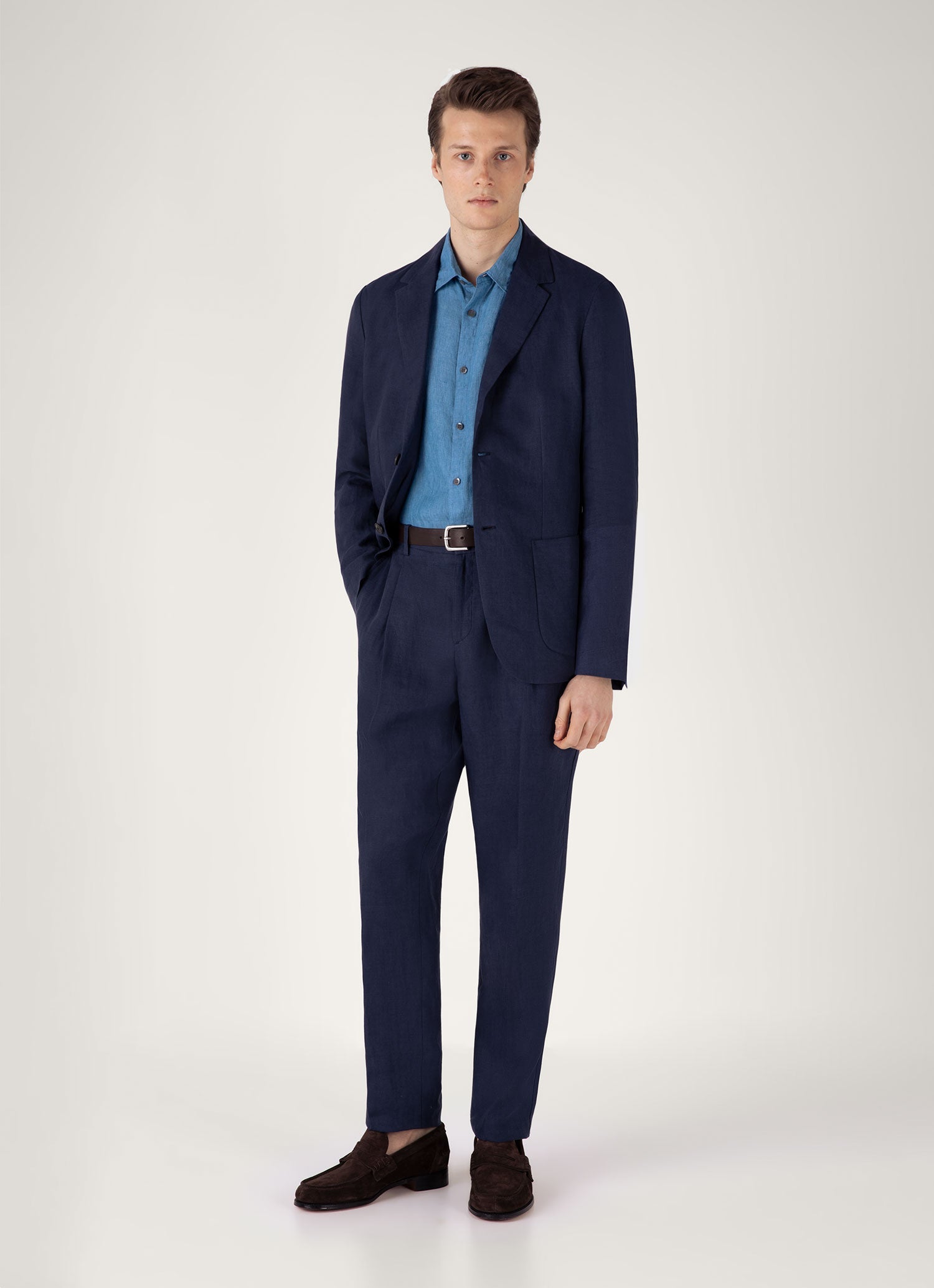 Men's Linen Shirt in Cool Blue