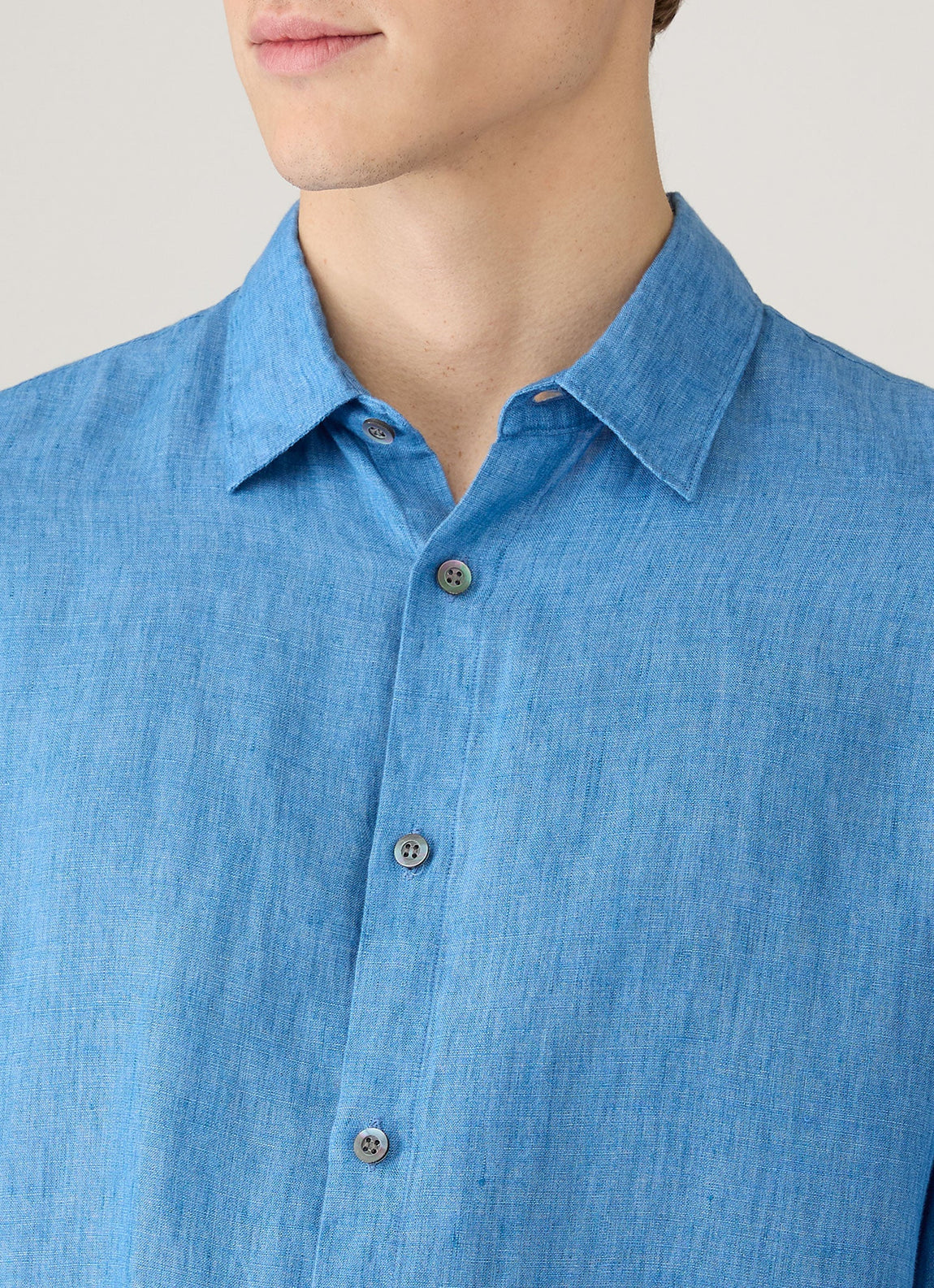 Men's Linen Shirt in Cool Blue