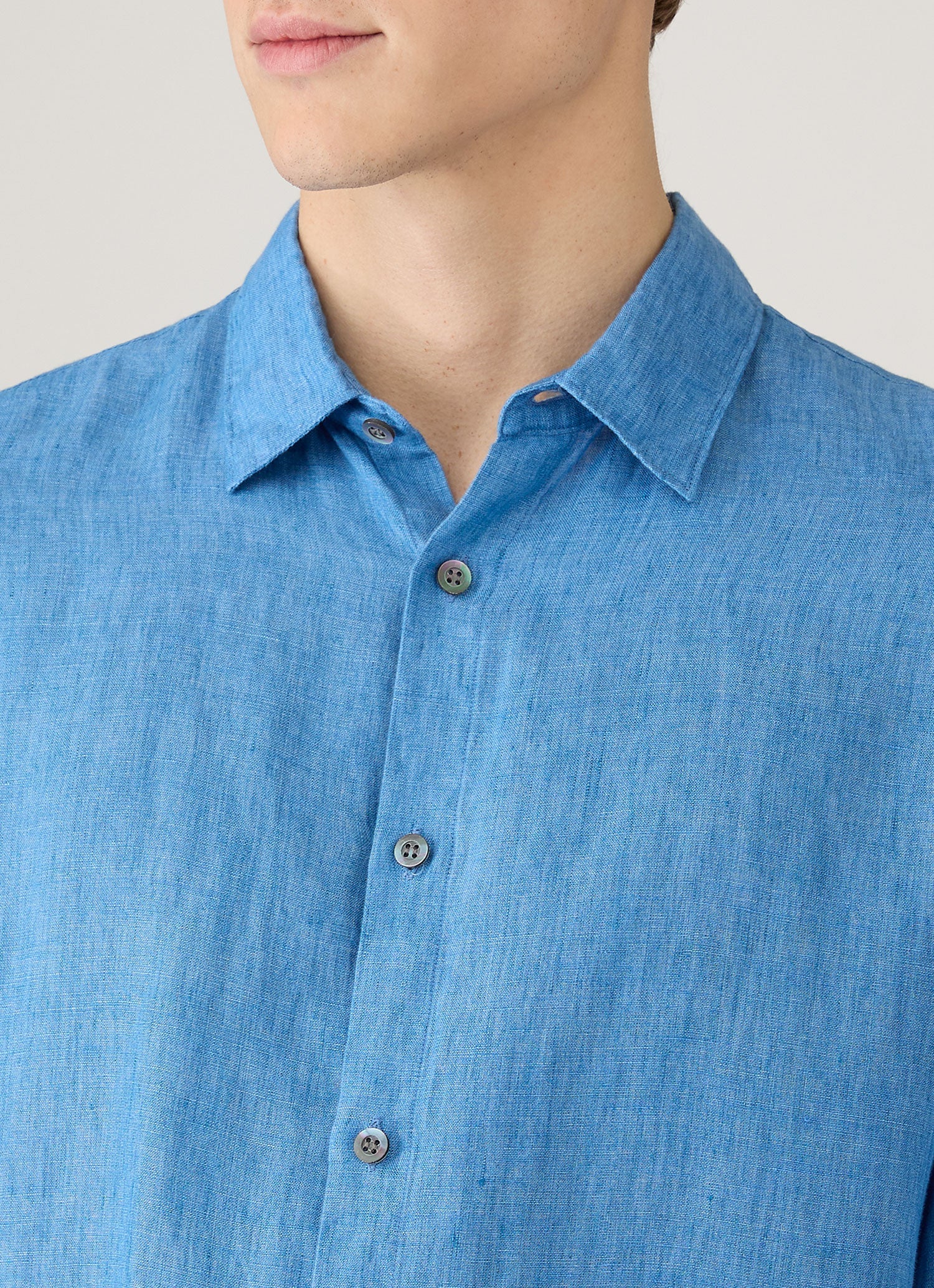 Men's Linen Shirt in Cool Blue