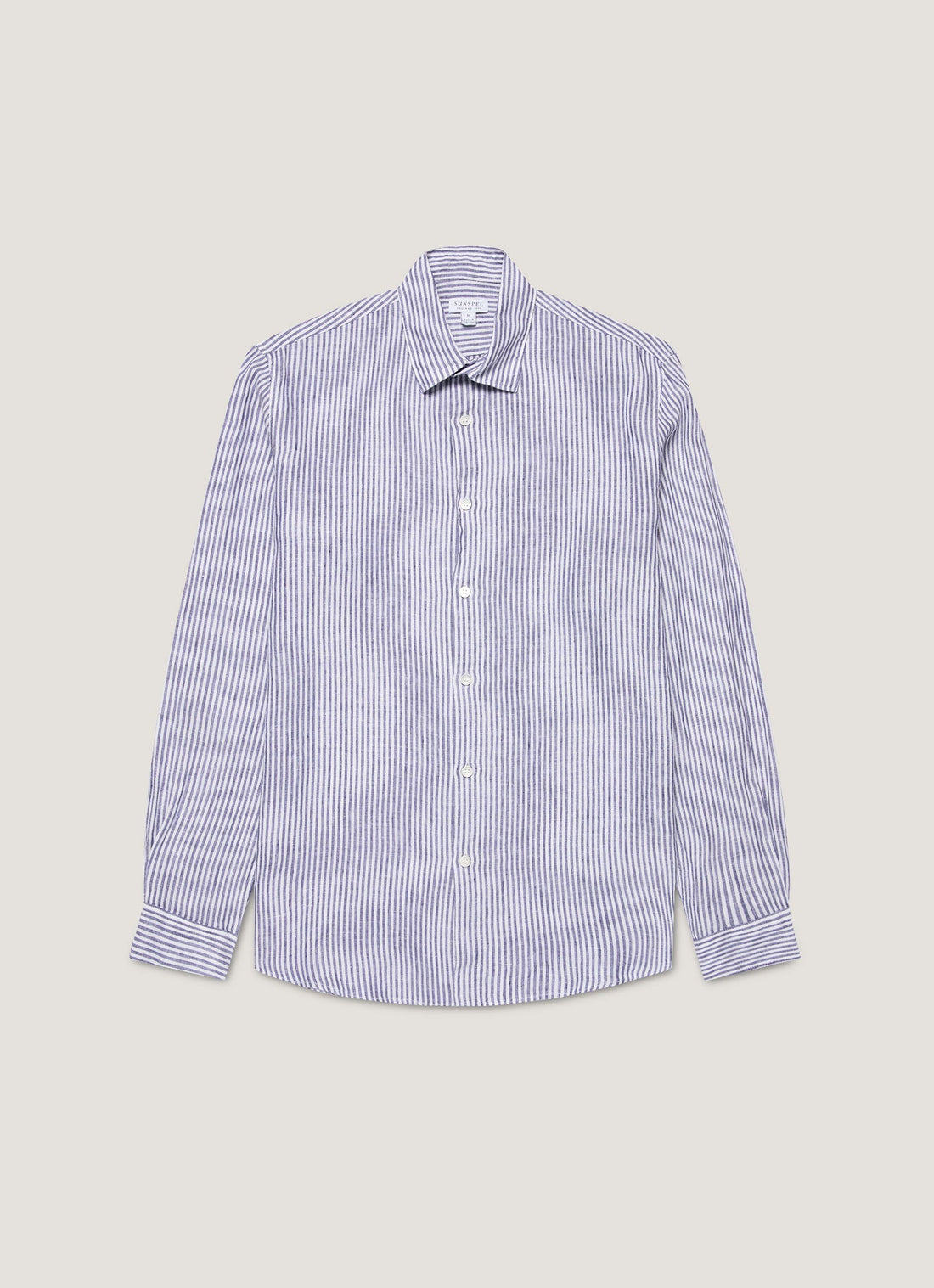 Men's Linen Shirt in Navy/White Linen