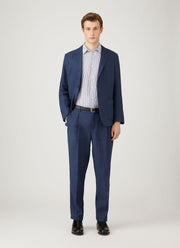 Men's Linen Shirt in Navy/White Linen