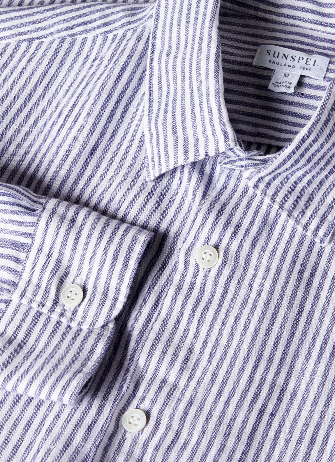 Men's Linen Shirt in Navy/White Linen