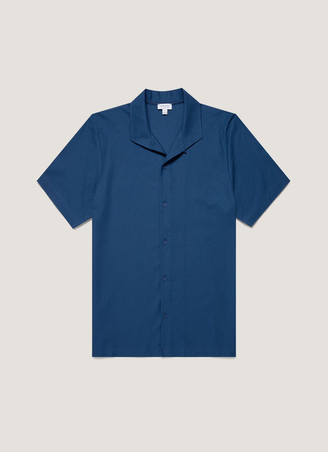 Men's Short Sleeve Textured Jersey Shirt in Soft Denim