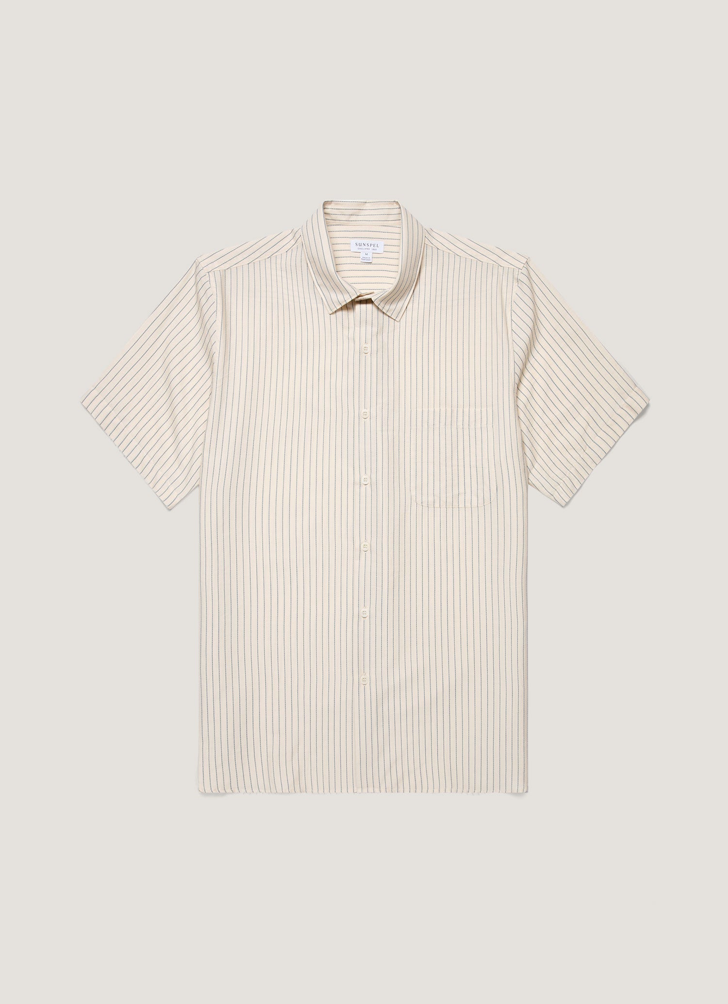 Men's Short Sleeve Vintage Stripe Shirt in Vintage Blue/Ecru