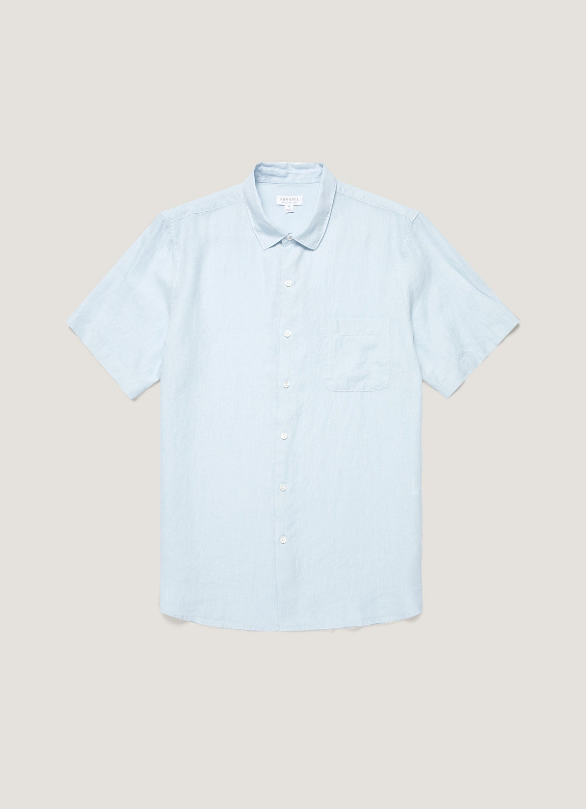 Men's Short Sleeve Linen Shirt in Light Blue