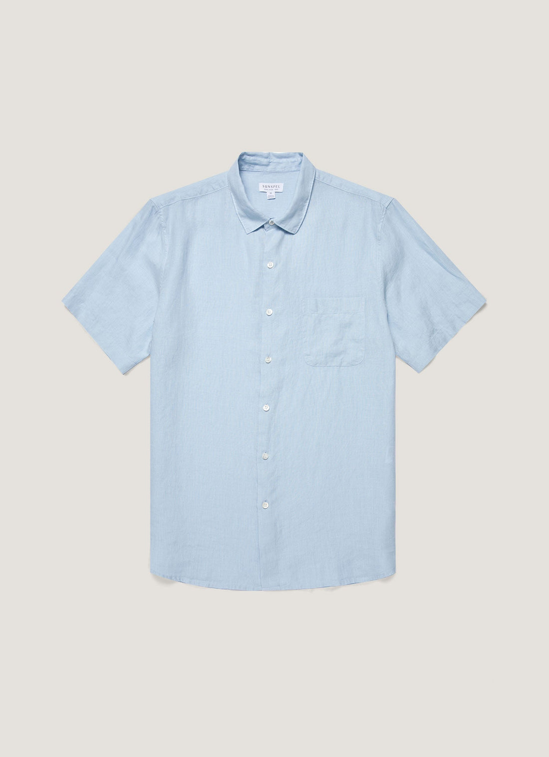 Men's Short Sleeve Linen Shirt in Light Blue