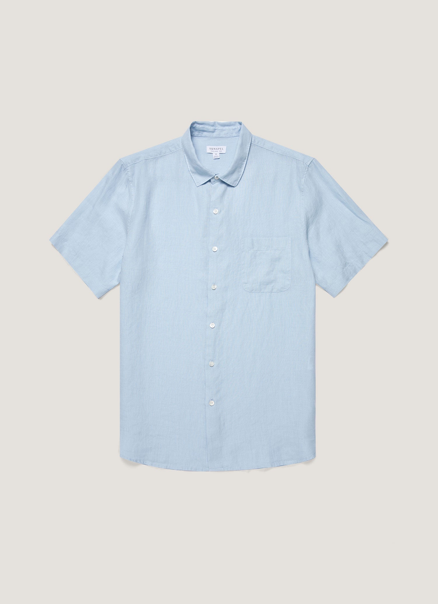 Men's Short Sleeve Linen Shirt in Light Blue