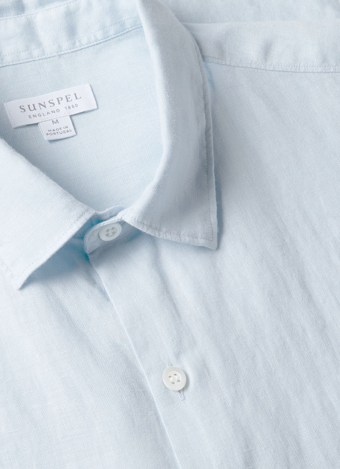 Men's Short Sleeve Linen Shirt in Light Blue