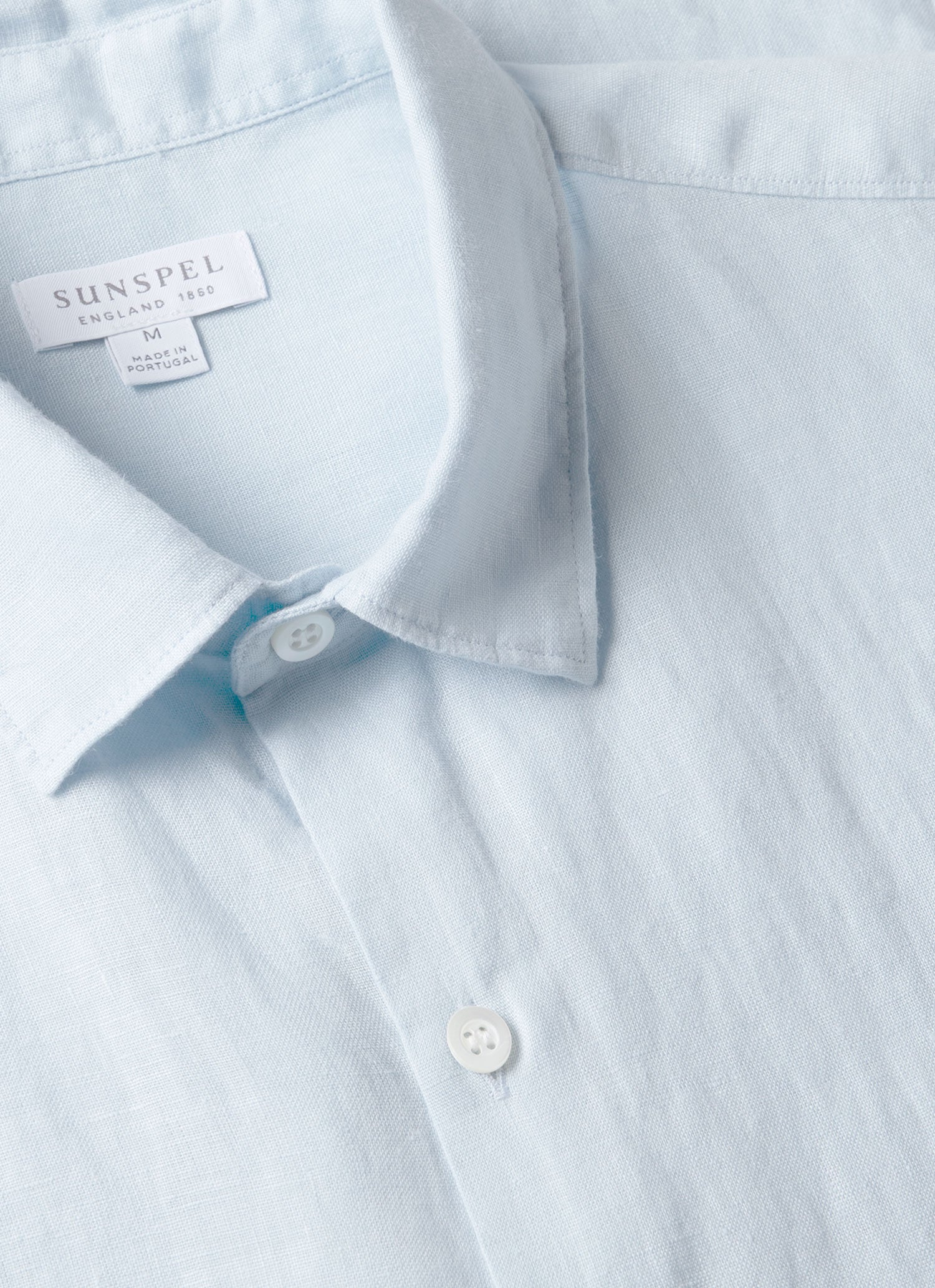 Men's Short Sleeve Linen Shirt in Light Blue
