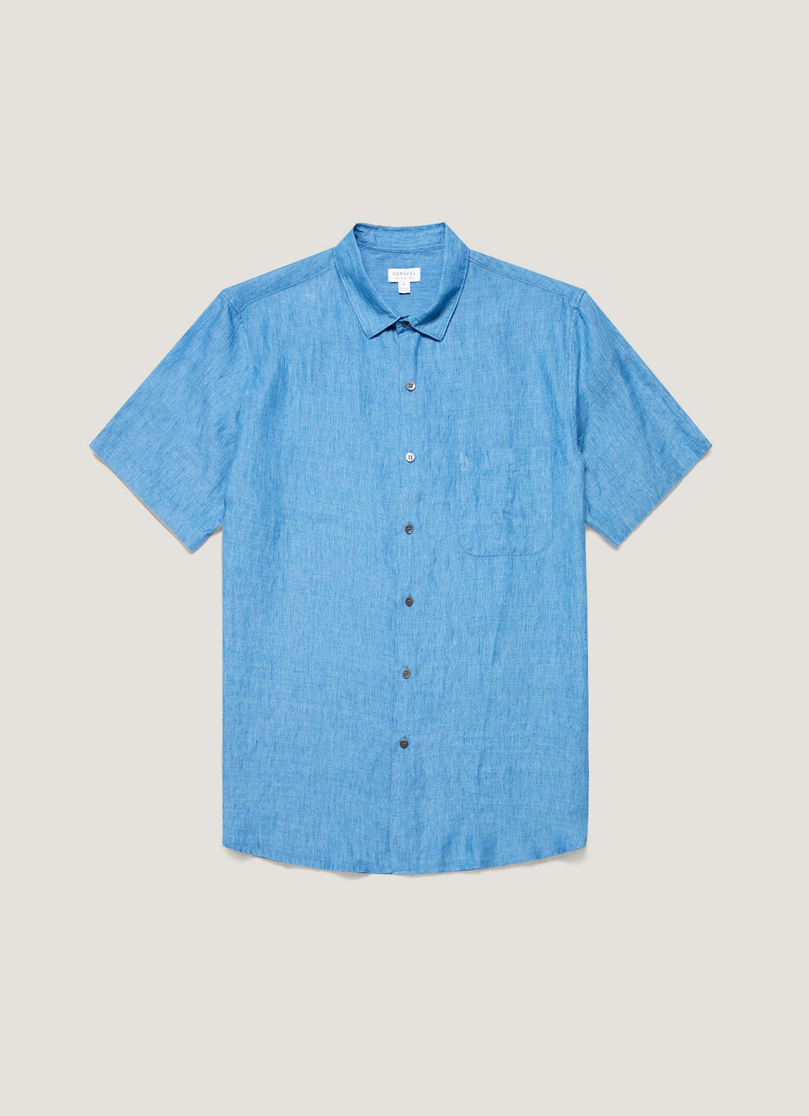 Men's Short Sleeve Linen Shirt in Cool Blue