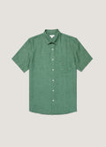 Men's Short Sleeve Linen Shirt in Bright Green