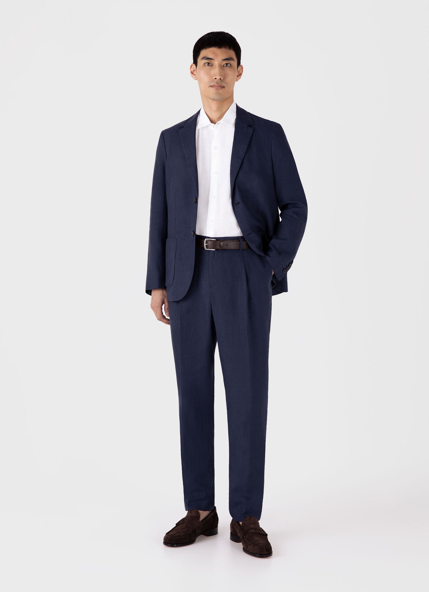 Men's Short Sleeve Linen Shirt in White