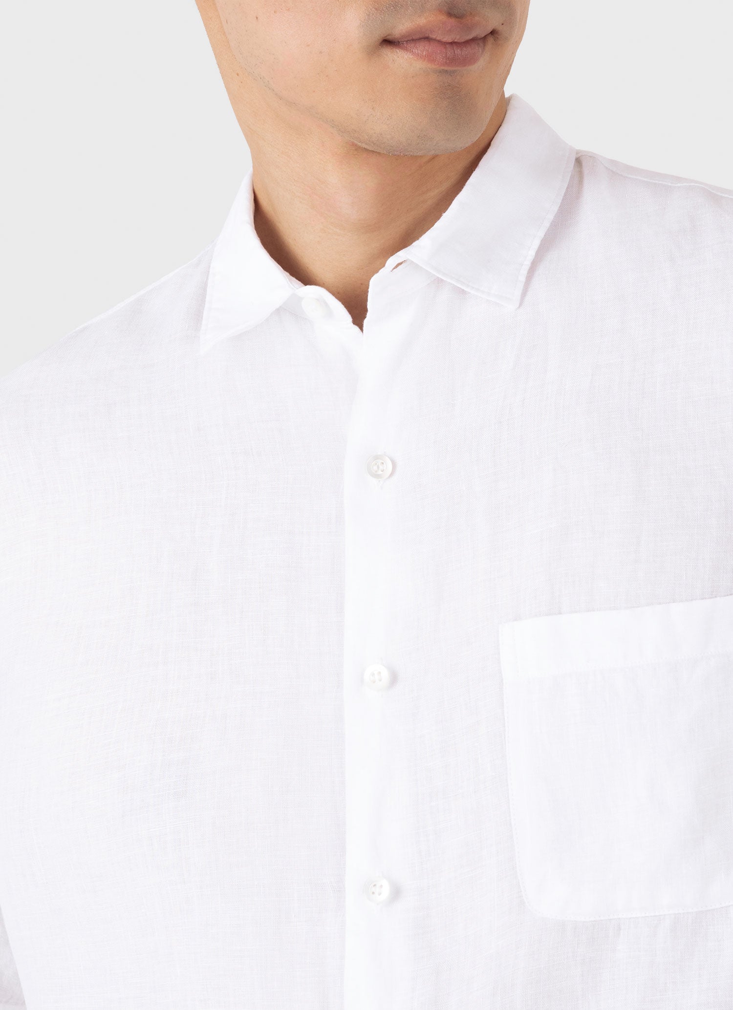 Men's Short Sleeve Linen Shirt in White