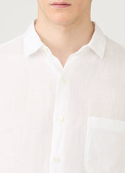 Men's Short Sleeve Linen Shirt in White