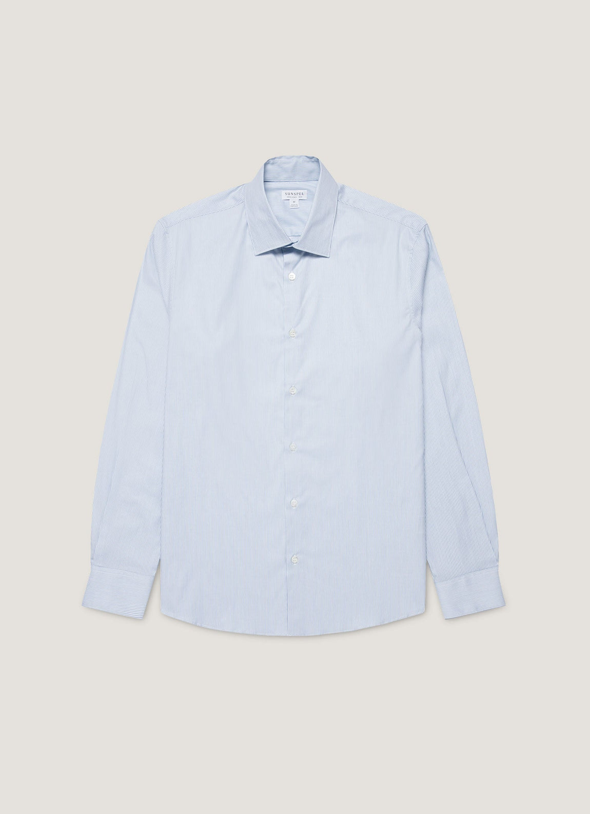 Men's Cotton Stretch Shirt in Light Blue/White