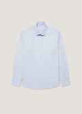 Men's Cotton Stretch Shirt in Light Blue/White
