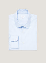 Men's Cotton Stretch Shirt in Light Blue/White
