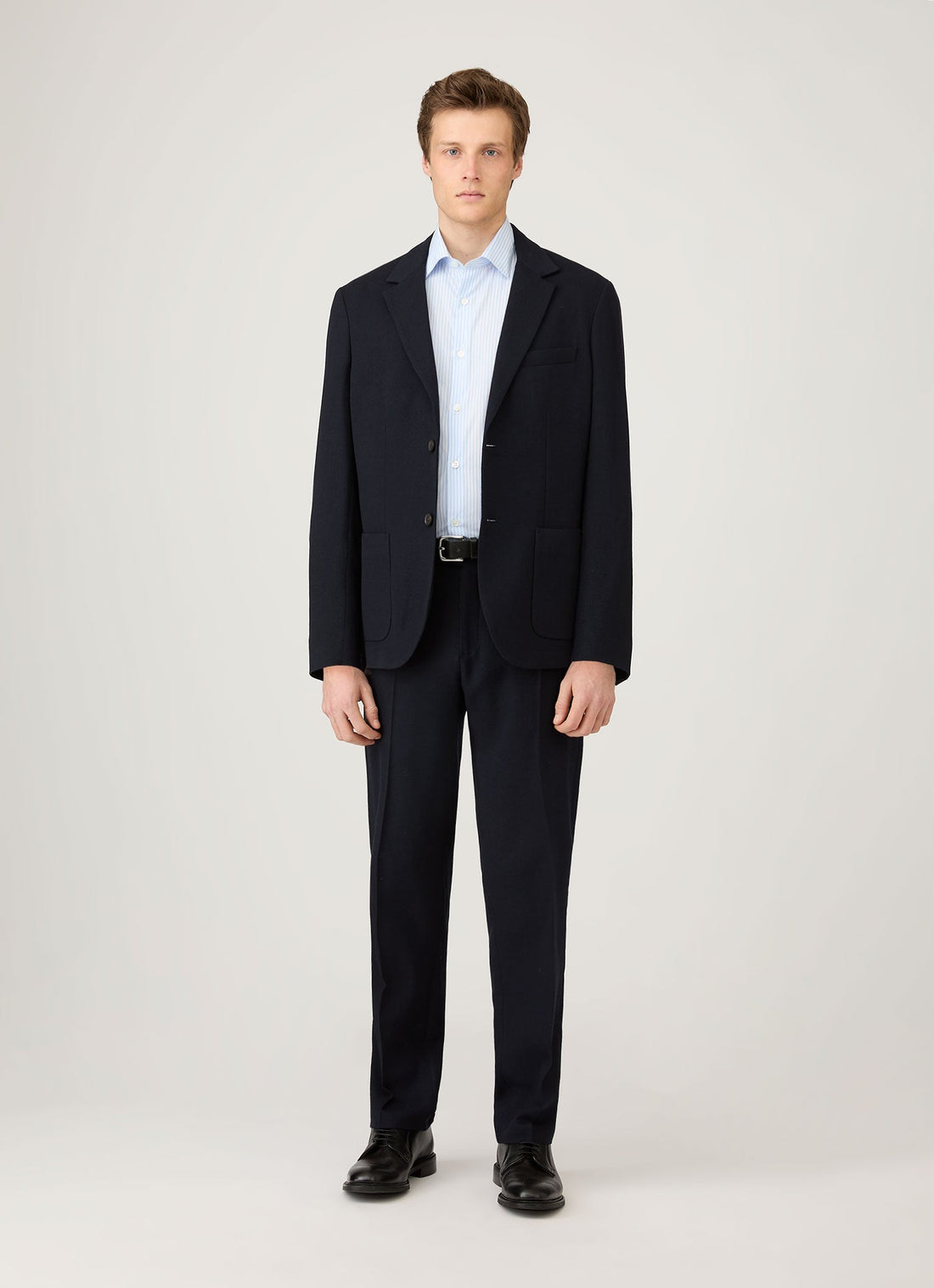 Men's Smart Poplin Shirt in White/Light Blue