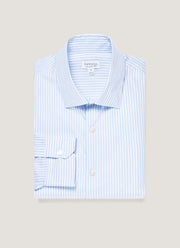 Men's Smart Poplin Shirt in White/Light Blue