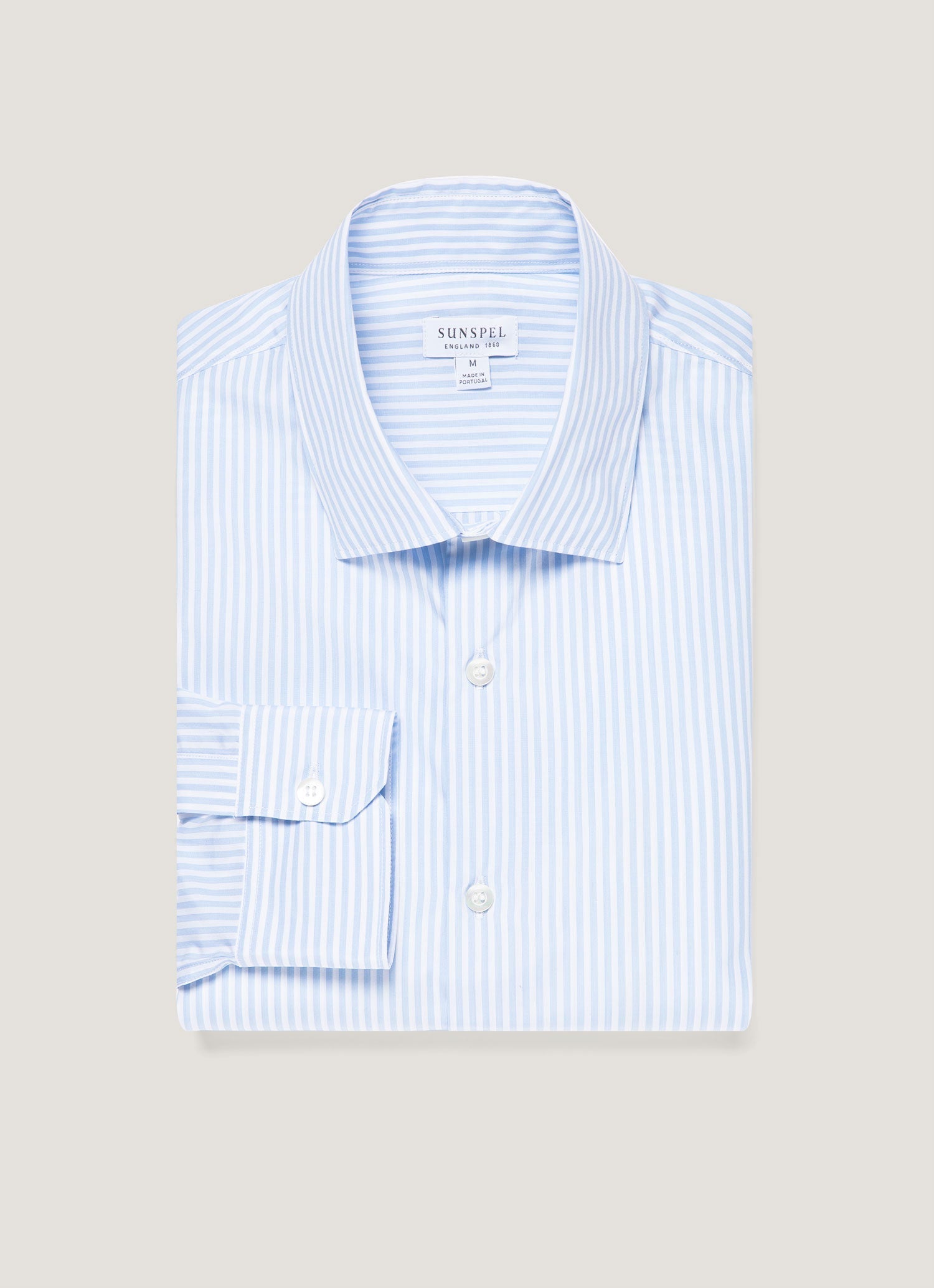 Men's Smart Poplin Shirt in White/Light Blue