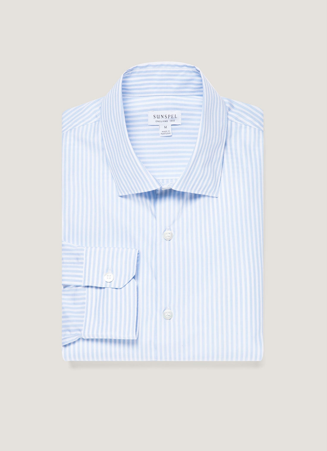 Men's Smart Poplin Shirt in White/Light Blue