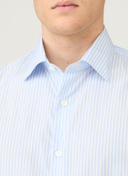 Men's Smart Poplin Shirt in White/Light Blue