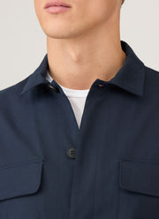 Men's Cotton Cashmere Overshirt in Navy
