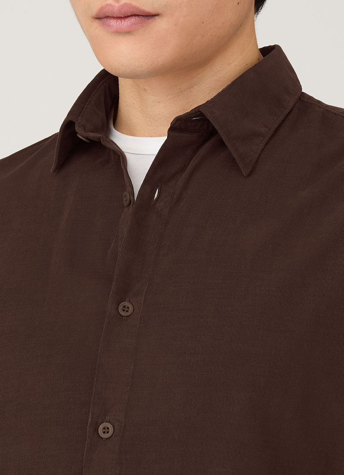 Men's Fine Cord Shirt in Truffle