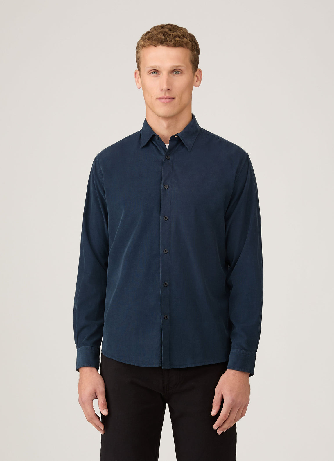 Men's Fine Cord Shirt in Navy
