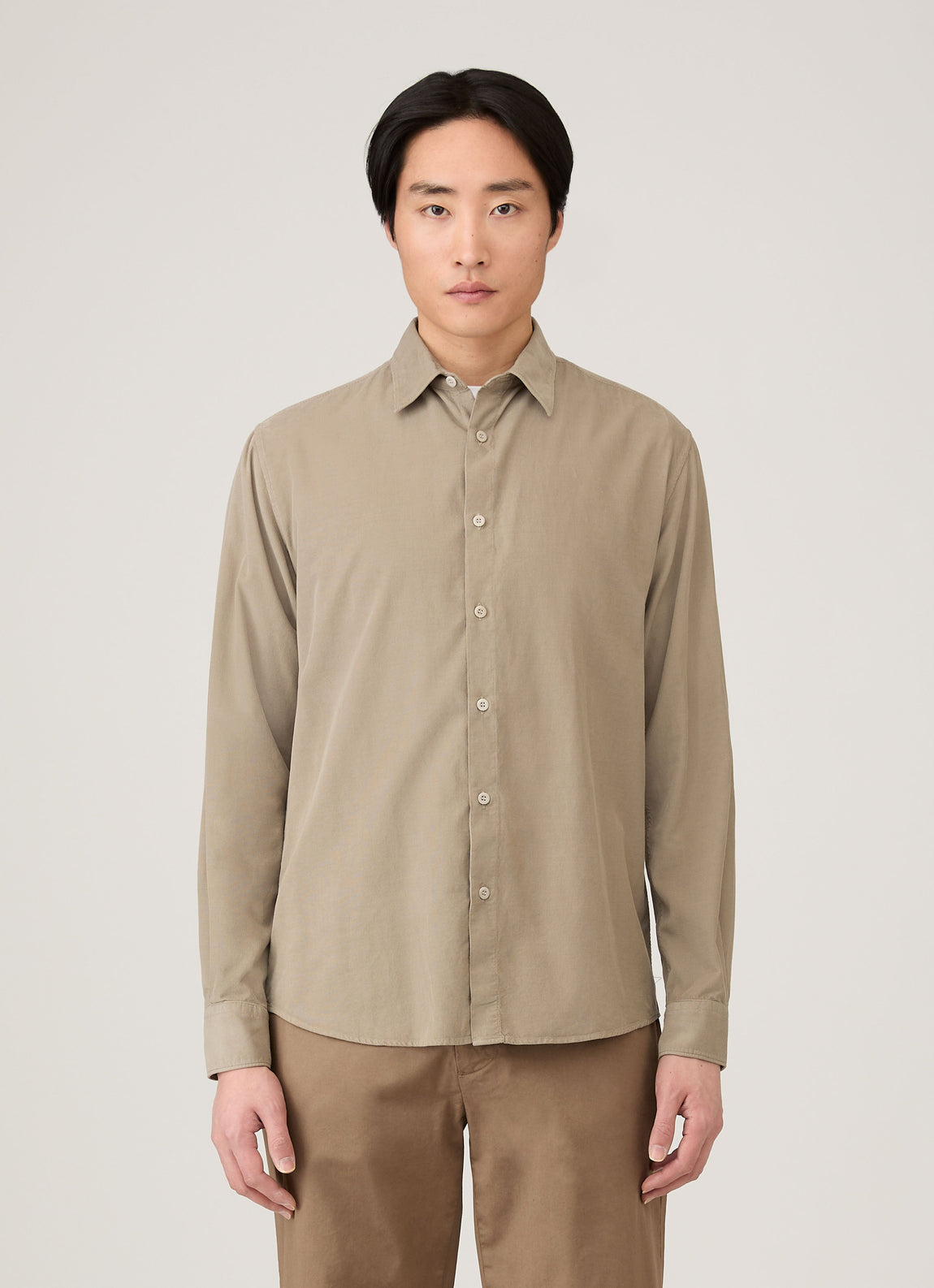 Men's Fine Cord Shirt in Fog