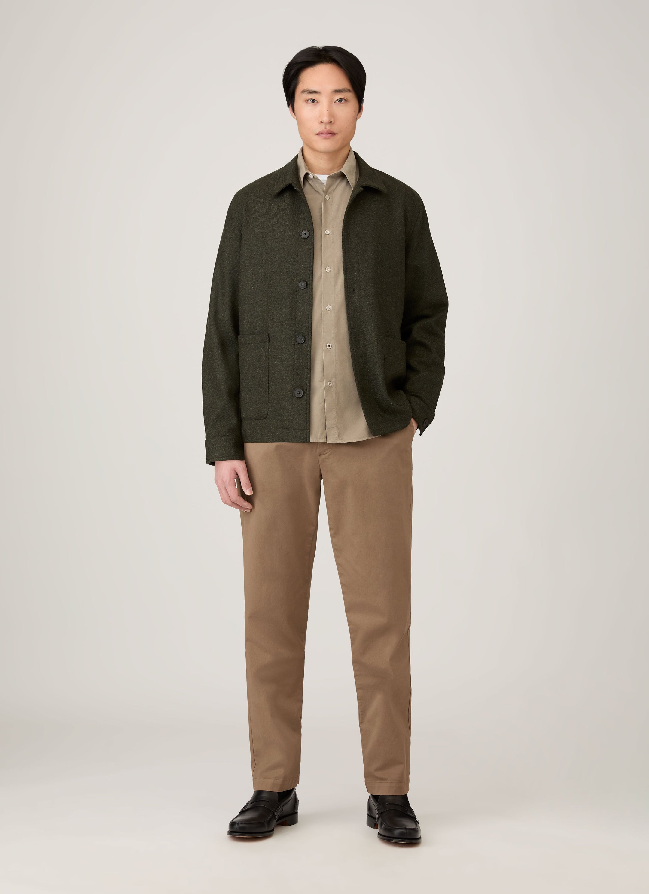 Men's Fine Cord Shirt in Fog