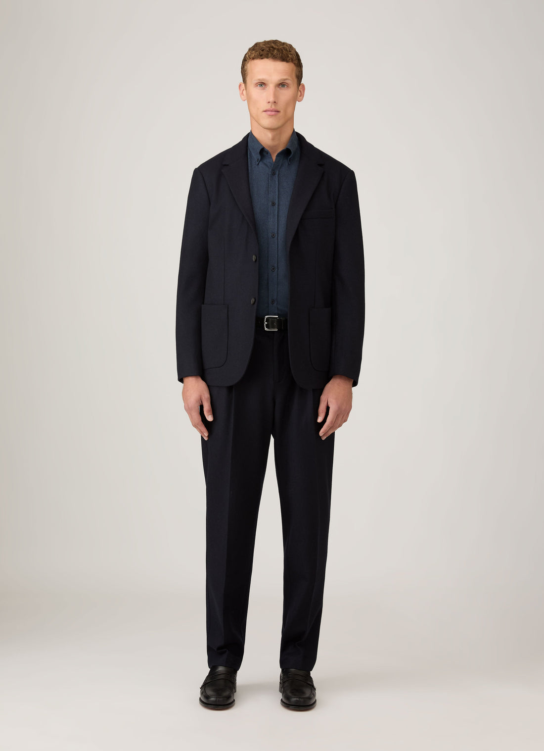 Men's Button Down Flannel Shirt in Selvedge Blue Melange