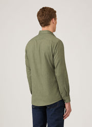 Men's Button Down Flannel Shirt in Sea Moss Melange